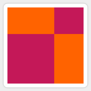 Two Colored Off Centered Square Pattern - Fuchsia and Orange - Abstract and Minimal Throw Sticker